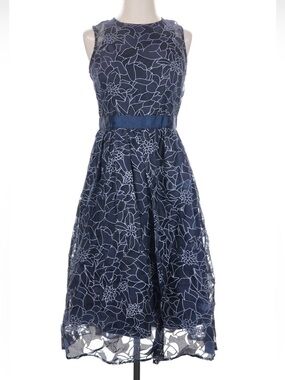 MIXT by Heidi Weisel Navy Blue Floral Lace A-Line Cocktail Dress